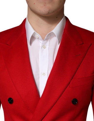 Abrigo blazer ajustado de cachemira rojo  