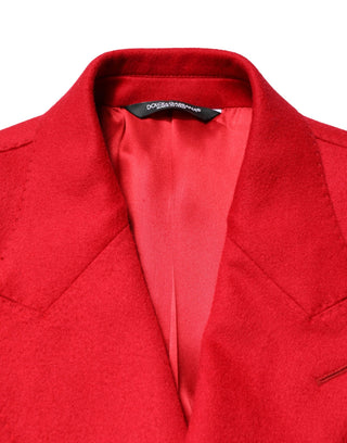 Abrigo blazer ajustado de cachemira rojo  