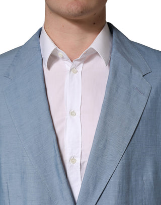 Light Blue Single Breasted Men Jacket Blazer