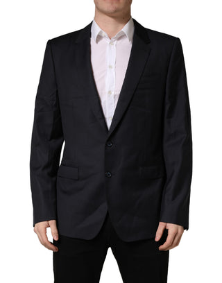 Dark Blue Wool Slim Fit Coat Men Jacket Blazer
