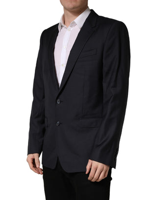 Dark Blue Wool Slim Fit Coat Men Jacket Blazer