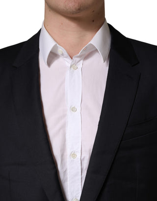 Dark Blue Wool Slim Fit Coat Men Jacket Blazer