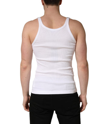 Weißes geripptes Baumwoll-Tanktop