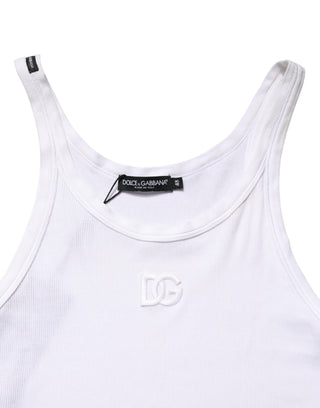 Weißes geripptes Baumwoll-Tanktop