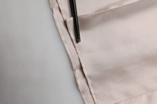 Beige Silk Straight Formal DressTrouser Pants