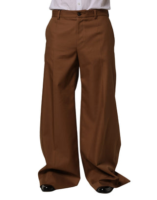 Pantalones formales rectos de algodón marrón para hombre