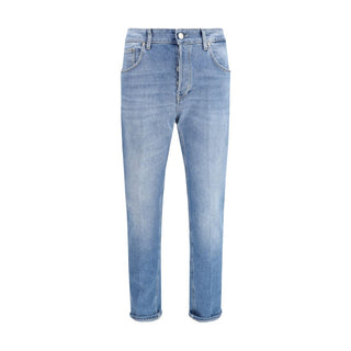 Jeans ajustados de algodón azul
