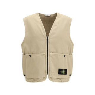 Beige Cotton Sleeveless Jacket