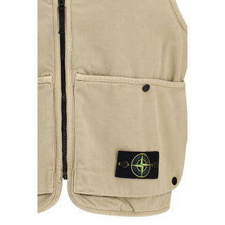 Beige Cotton Sleeveless Jacket