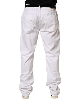 Pantalón vaquero casual recto de algodón elástico blanco para hombre