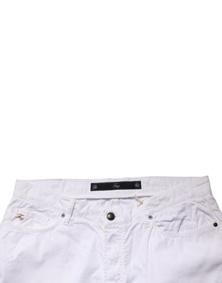 Pantalón vaquero casual recto de algodón elástico blanco para hombre