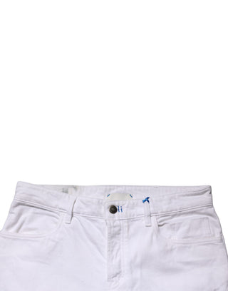 Pantalón vaquero ajustado de algodón blanco de cintura media para hombre