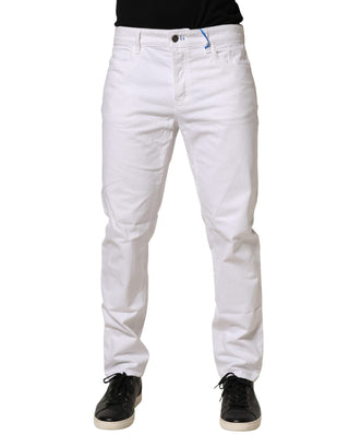 Pantalón vaquero ajustado de algodón blanco de cintura media para hombre