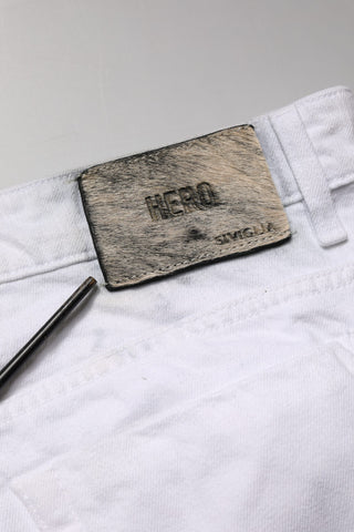 Pantalón vaquero ajustado de algodón blanco de cintura media para hombre