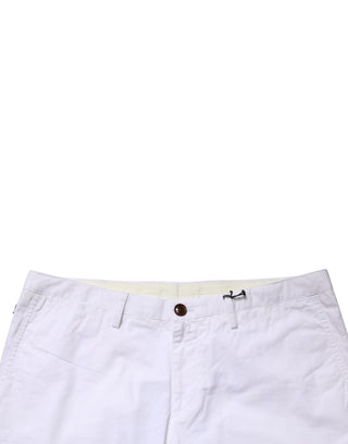Pantalón chino casual ajustado de cintura media blanco