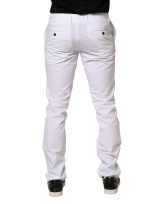 Pantalón chino casual ajustado de cintura media blanco