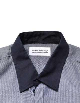 Dark Blue Cotton Long Sleeves Collared Dress Formal Shirt