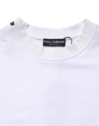 Weißes Rundhals-Sweatshirt aus Baumwolle
