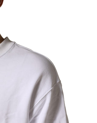Weißes Rundhals-Sweatshirt aus Baumwolle