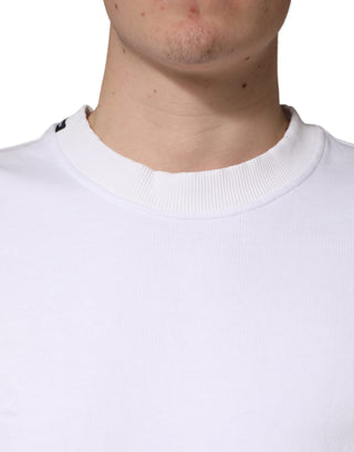Weißes Rundhals-Sweatshirt aus Baumwolle