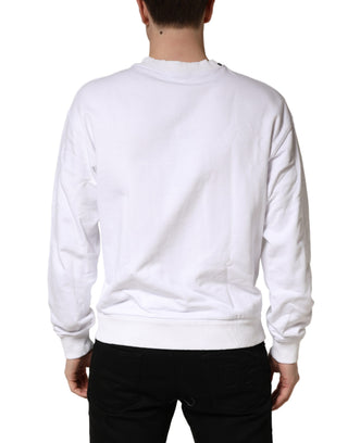Weißes Rundhals-Sweatshirt aus Baumwolle