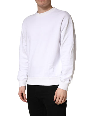 Weißes Rundhals-Sweatshirt aus Baumwolle