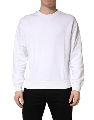 Weißes Rundhals-Sweatshirt aus Baumwolle