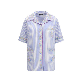 Blue Cotton Shortsleeve Shirt