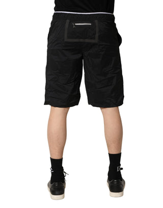 Pantalones cortos de baño negros de nylon con cintura elástica