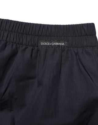 Pantalones cortos de baño negros de algodón con cintura elástica