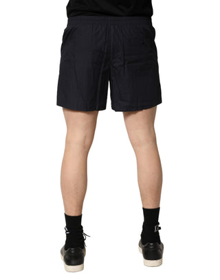 Pantalones cortos de baño negros de algodón con cintura elástica