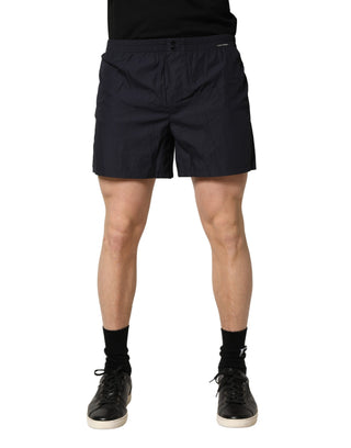 Pantalones cortos de baño negros de algodón con cintura elástica