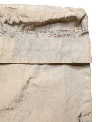 Braune Nylon-Badeshorts mit Kordelzug Bademode