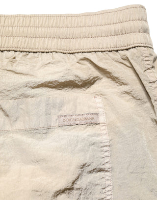 Braune Nylon-Badeshorts mit Kordelzug Bademode