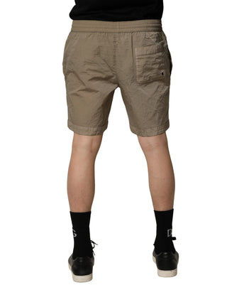 Braune Nylon-Badeshorts mit Kordelzug Bademode