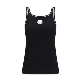 Schwarzes ärmelloses T-Shirt aus Baumwolle