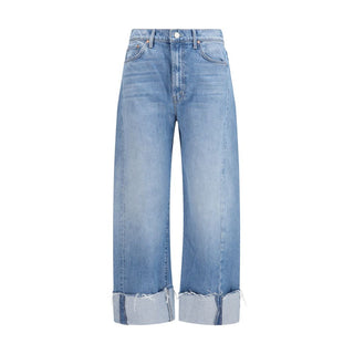 Blue Cotton Cropped Jeans