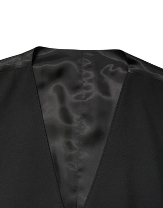 Black Wool Single Breasted Men Waistcoat Vest