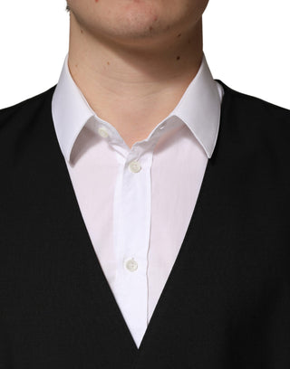 Black Wool Single Breasted Men Waistcoat Vest
