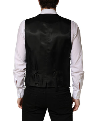 Black Wool Single Breasted Men Waistcoat Vest