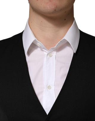 Black Wool Single Breasted Men Waistcoat Vest