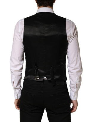Black Wool Single Breasted Men Waistcoat Vest