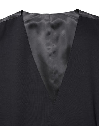 Black Wool Single Breasted Waistcoat Vest