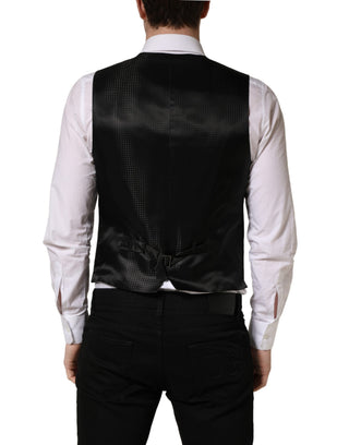 Black Wool Single Breasted Waistcoat Vest
