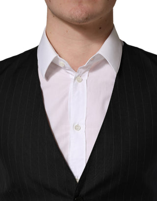 Black Stripe Single Breasted Waistcoat Vest