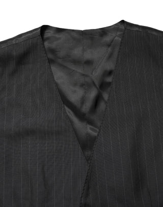 Black Stripe Single Breasted Waistcoat Vest