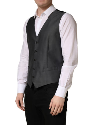Dark Gray Single Breasted Men Waistcoat Vest