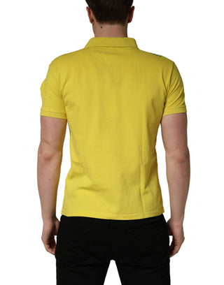 Gelbes kurzärmeliges Piqué Herren Polo-Shirt aus Baumwolle