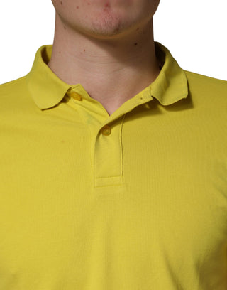 Gelbes kurzärmeliges Piqué Herren Polo-Shirt aus Baumwolle