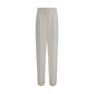 Weiße Leinen-Freizeithose